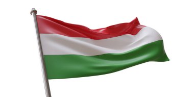 Beyaz şeffaf arkaplanda Macaristan bayrağı dalgalanması