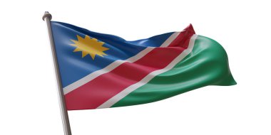 Beyaz şeffaf arkaplanda Namibya bayrağı dalgalanması