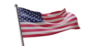Amerikan bayrağı beyaz şeffaf arkaplanı izole etti. Anma Günü, 4 Temmuz, Ulusal Tatil.