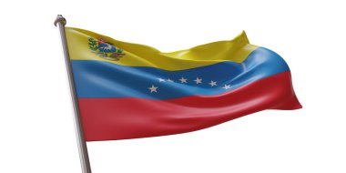 Beyaz şeffaf arkaplanda Venezuela bayrağı dalgalanması