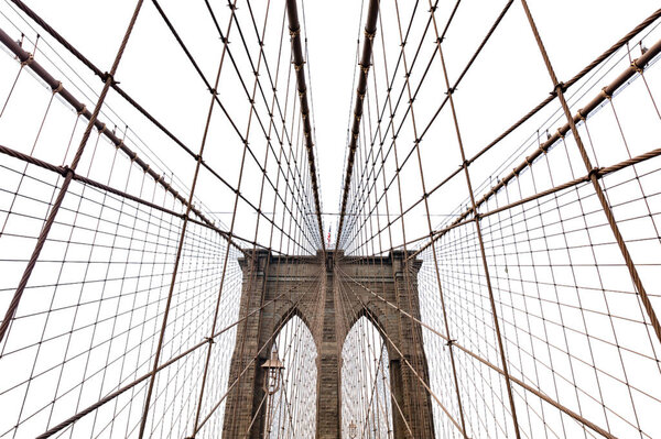 Brooklyn Bridge isolated on white transparent, New York city, Manhattan