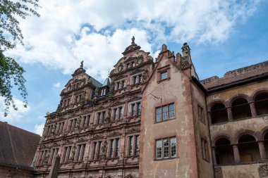 Friedrichsbau binası, Friedrich, Heidelberg Schloss, Heidelberg kalesi, saray, Baden-Wurttemberg, Almanya. Alman ortaçağ turu. Görüntü altında