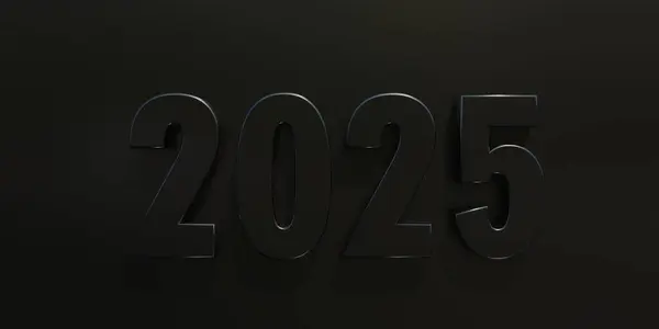 2025 New Year Black Digit Number Total Black Background Happy Royalty Free Stock Photos