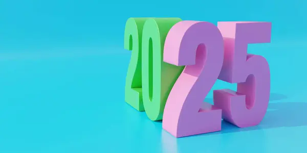2025 Año Nuevo Verde Rosa Gran Dígito Sobre Fondo Color Imágenes De Stock Sin Royalties Gratis