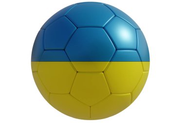 Ukrayna bayrağı beyaz şeffaf üzerinde izole edilmiş futbol topu. Ukrayna 'da futbol