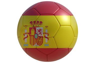Beyaz şeffaf üzerinde İspanyol bayrağı olan futbol topu. İspanya 'da futbol