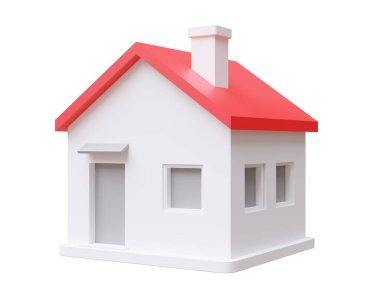 Beyaz şeffaf, 3D renkte izole edilmiş ev