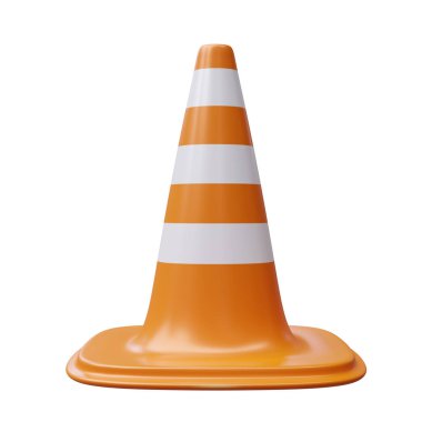 Trafik konisi beyaz şeffaf, yol ve inşaat için imza, 3D render