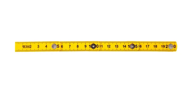 stock image Yellow measure ruler isolated on white, transparent, Twenty cm length