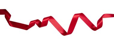 Kırmızı kurdele beyaz, şeffaf, saten Noel süslerinde izole edilmiş.