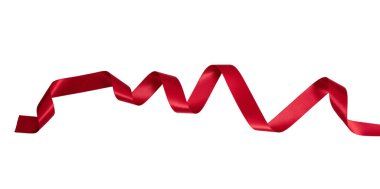 Kırmızı kurdele beyaz, şeffaf, saten Noel süslerinde izole edilmiş.