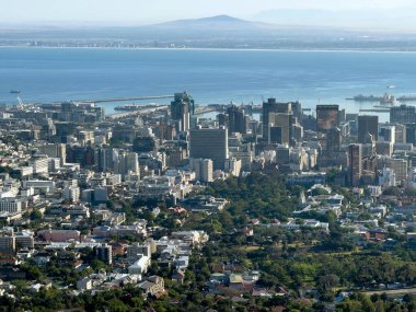 Cape town city aerial view from Table mountain cableway station, blue sky clipart