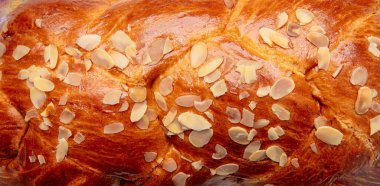 Paskalya tatlı ekmeği, Yunan tsoureki örgü arka plan dokusu, yukarıdan yakın görünüm