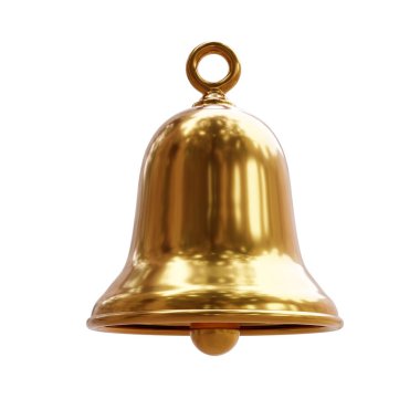 Altın çan beyaz üzerine izole edilmiş, uyarı işareti. 3d hazırlayıcı