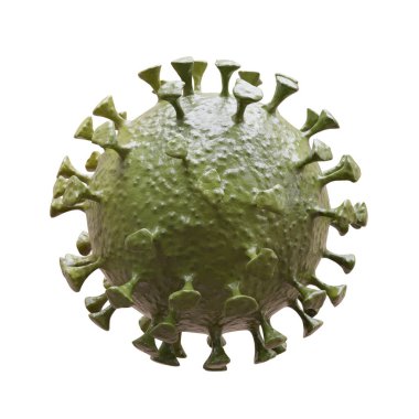 Coronavirus hücresi beyaz, Covid 19 hastalık enfeksiyonu, 3 boyutlu görüntüleme