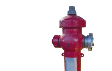 Yangın musluğu beyazda izole edilmiş. Kentsel itfaiye için kırmızı renk ekipmanı 