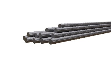 Çelik parmaklıkları güçlendirin. Armatür yapılandırması beyaz, 3d render