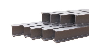 Çelik kirişler H şekli profili beyaz, 3D render