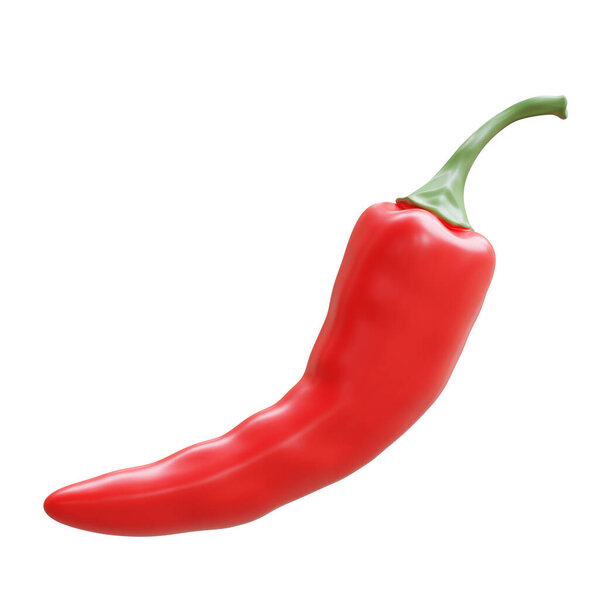 Красный острый перец чили изолирован на белом, прозрачном. 3D рендеринг