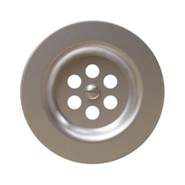 Paslanmaz çelik lavabo borusu beyaza izole edilmiş, üst manzara. 3d hazırlayıcı