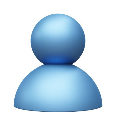 Sosyal medya kullanıcısı, mavi renkli insan simgesi beyaz üzerine izole edilmiş, 3d biçimlendirici