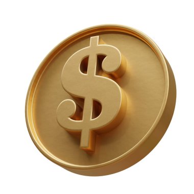 Beyaz Amerikan para birimi sembolüne izole edilmiş altın Amerikan doları. 3d hazırlayıcı