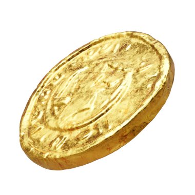 Altın para beyaz, eski para biriminde izole edilmiş. 3d hazırlayıcı