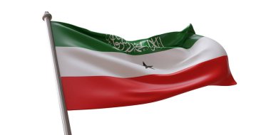 Somaliland bayrağı beyaza saplanmış durumda. Somaliland Cumhuriyeti, Afrika kıtasında bulunan bir ülkedir.