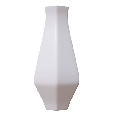 Seramik vazo beyaza izole edilmiş. Ev iç tasarımı için dekorasyon kabı, 3D render