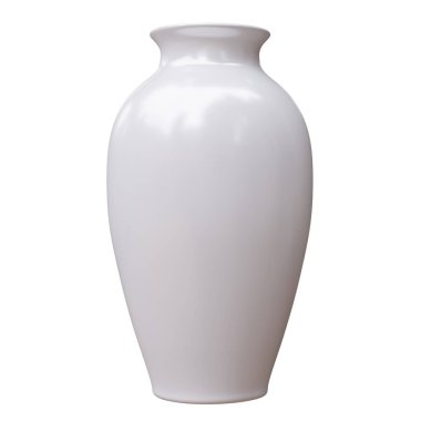 Seramik vazo beyaza izole edilmiş. Ev iç tasarımı için dekorasyon kabı, 3D render