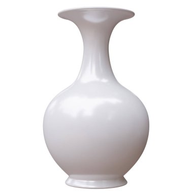 Seramik vazo beyaza izole edilmiş. Ev iç tasarımı için dekorasyon kabı, 3D render