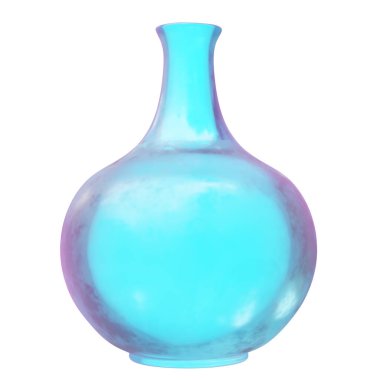 Cam vazo beyaza izole edilmiş. İç tasarım için dekorasyon kabı, 3d render