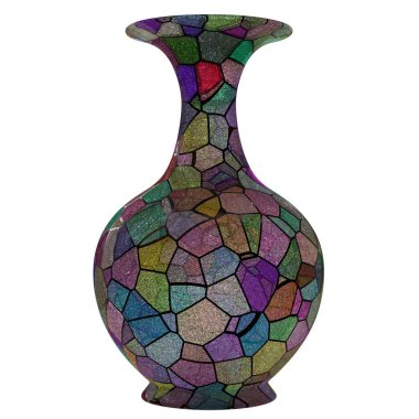 Cam vazo beyaza izole edilmiş. İç tasarım için dekorasyon kabı, 3d render