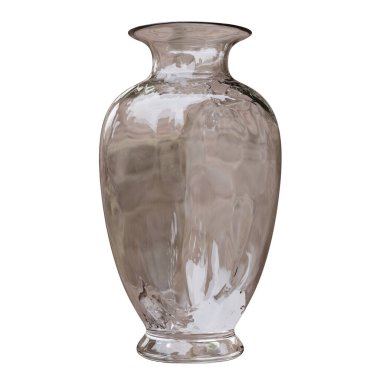 Cam vazo beyaza izole edilmiş. İç tasarım için dekorasyon kabı, 3d render
