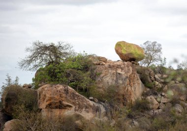 Kruger Ulusal Parkı 'nda kayalar dengede.,