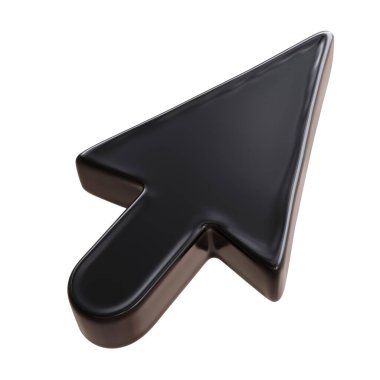 Fare imleci siyah ok beyaz üzerinde izole, Bilgisayar işaretleyici simgesi, 3d render