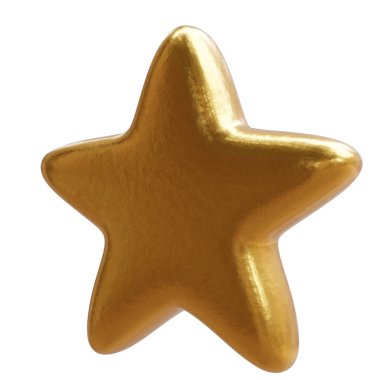 Beyaz üzerine izole edilmiş altın yıldız. Noel ağacı süslemesi, 3D görüntüleme