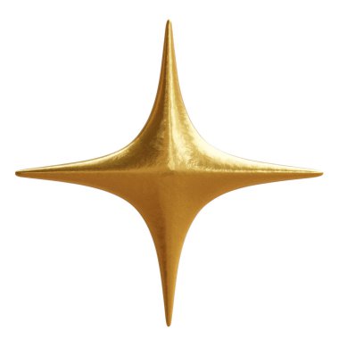 Beyaz üzerine izole edilmiş altın yıldız. Noel ağacı süslemesi, 3D görüntüleme