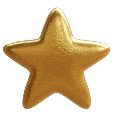 Beyaz üzerine izole edilmiş altın yıldız. Noel ağacı süslemesi, 3D görüntüleme