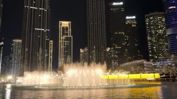 Burj Halife Deki Muhteşem Dans Çeşmeleri Dubai Deki Ikonik Burj — Stok video