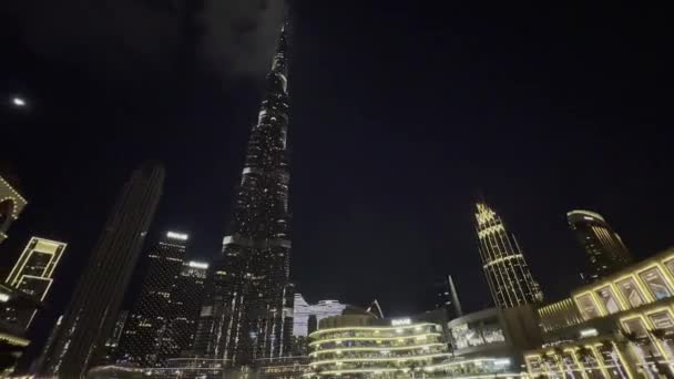 Geceleri Burj Halife Nin Parlak Güzelliği Burj Halife Nin Büyüleyici — Stok video