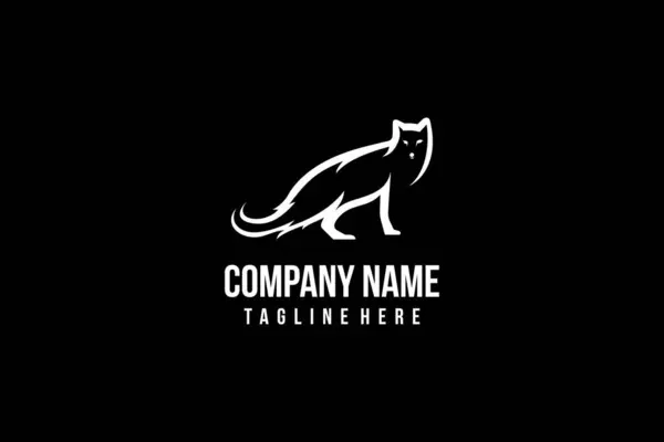 Siyah Hayvan Kutup Tilkisi Logo Tasarım Şablonu