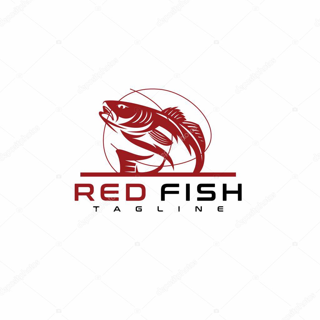 Redfish icon design template. Redfish icon symbol logotype. A redfish line art silhouette.