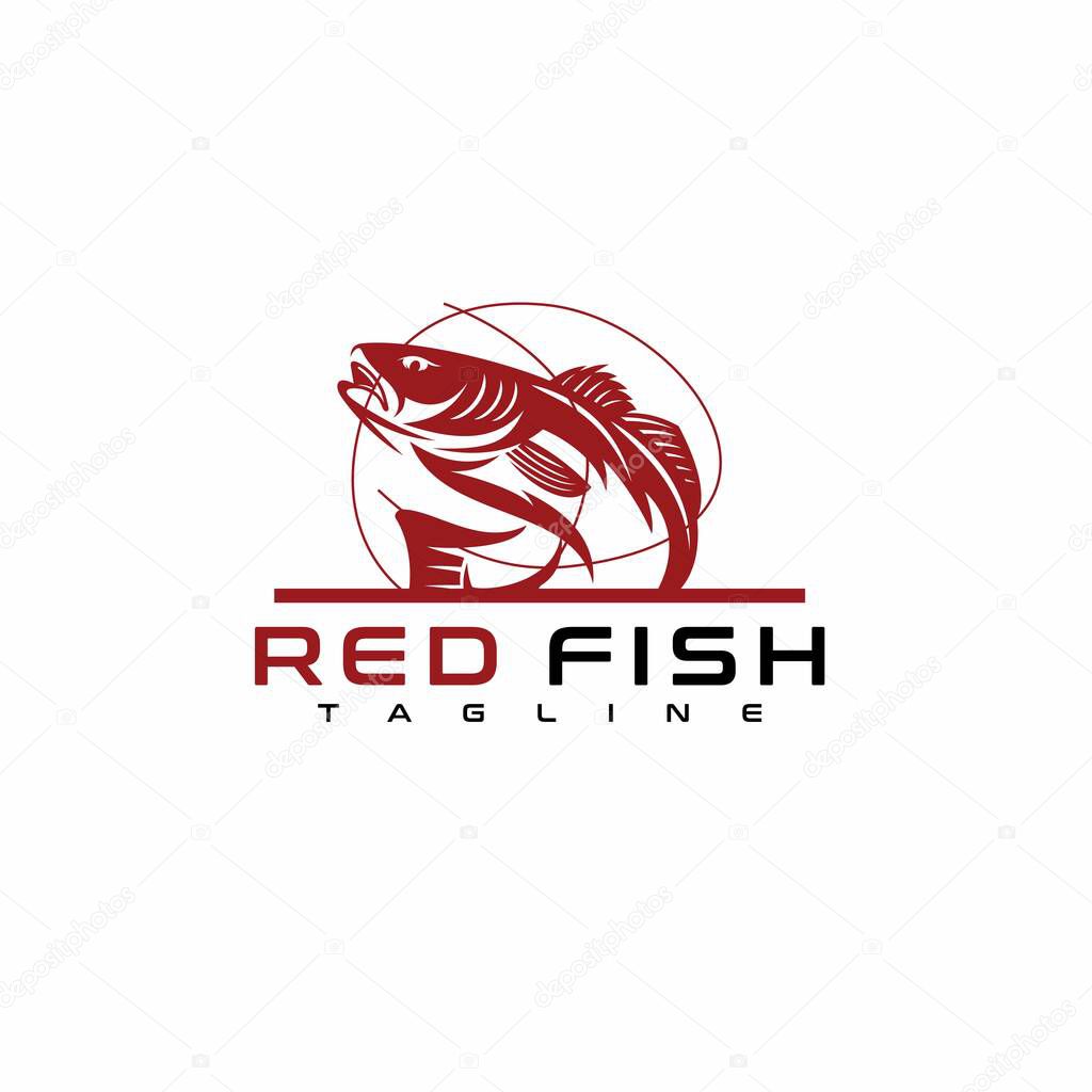 Redfish icon design template. Redfish icon symbol logotype. A redfish line art silhouette.