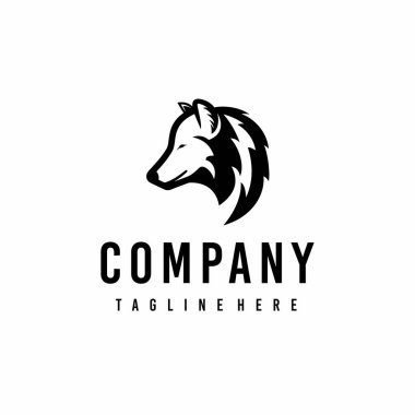 Kurt simgesi tasarım şablonu. Kurt sembolü logoti. Bir kurt çizgisi sanat silueti.