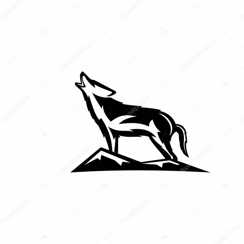 Coyote icon design template. Coyote symbol logotype. A coyote line art silhouette.