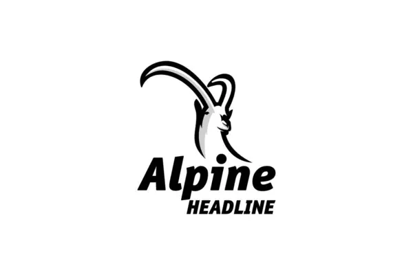 Animal Head Alpine Ibex Tasarım Ana Hattı Logosu