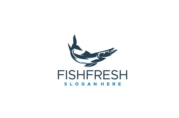 Barakuda Balık Denizi Vektör Logosu Tasarımı Hayvan Tasarım Logosu