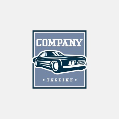 Kaslı araba ikonu tasarım şablonu. Kaslı araba ikonu silueti. Muhteşem Vehilce Klasik kas hattı sanat logosu