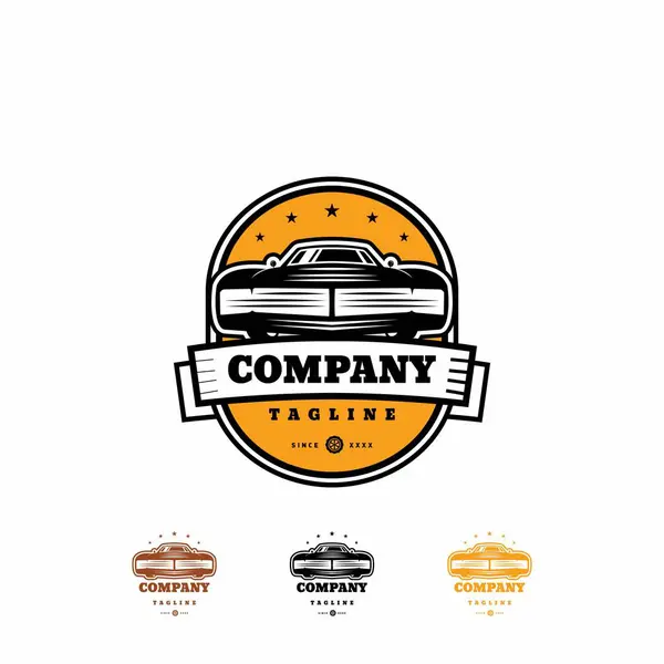 Kaslı araba ikonu tasarım şablonu. Kaslı araba ikonu silueti. Muhteşem Vehilce Klasik kas hattı sanat logosu